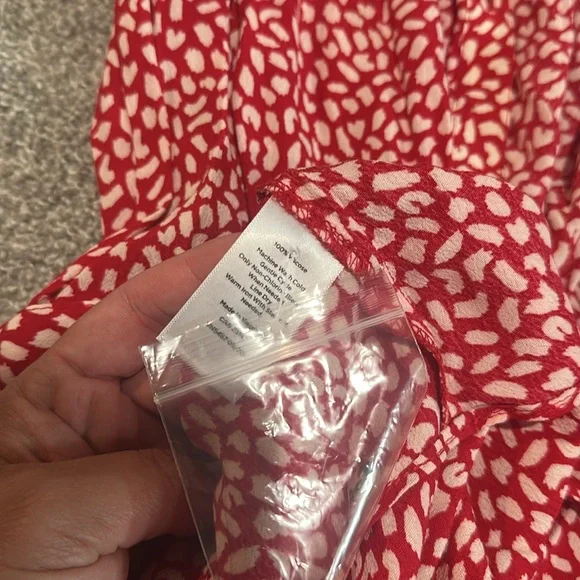 Talbots Red and White Short-Sleeve Printed Midi Shirt Dress - Picture 8 of 8